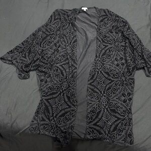 Black Sheer Patterned Kimono